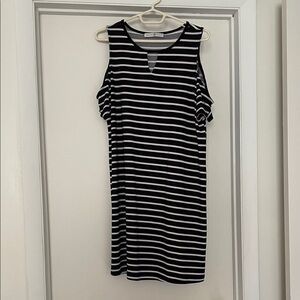Crown & Ivy Black and White Striped Mini Dress